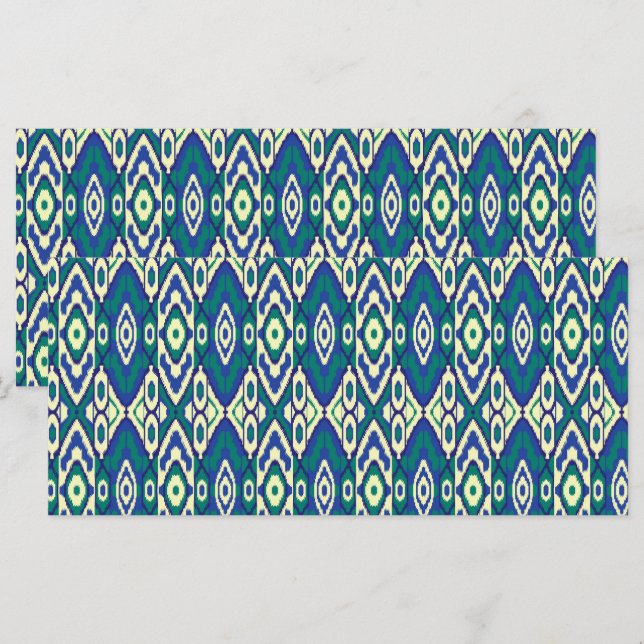 Menu un motif bleu et vert sur fond blanc (Devant / Derrière)
