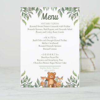 Menu Un sauvage UN Vert Bois Animaux