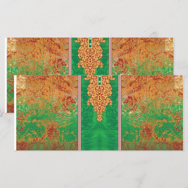 Menu un tableau représentant un champ vert avec une bor (Devant / Derrière)