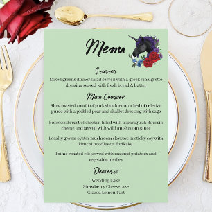Menu Unicorne NoireFleurs De Sage Rouge Violet