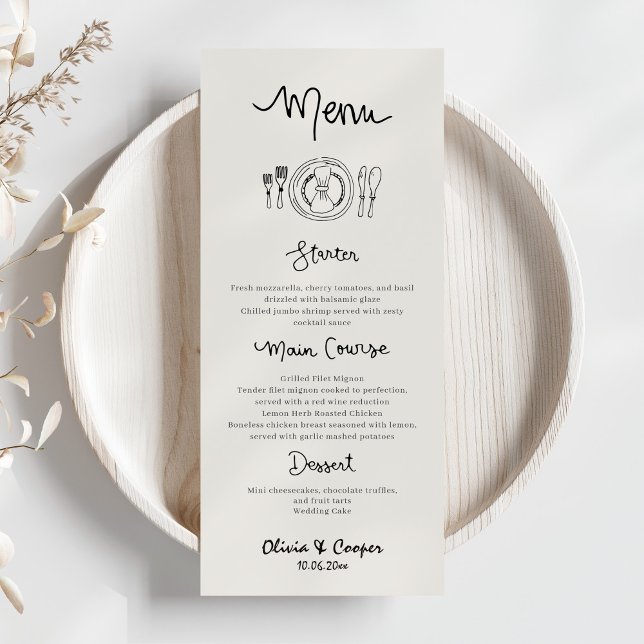 Menu Unique Mariage rétro à main glissante (Créateur téléchargé)