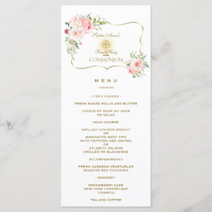 Menu Unique Printemps Blush Floral Or Sainte Communion