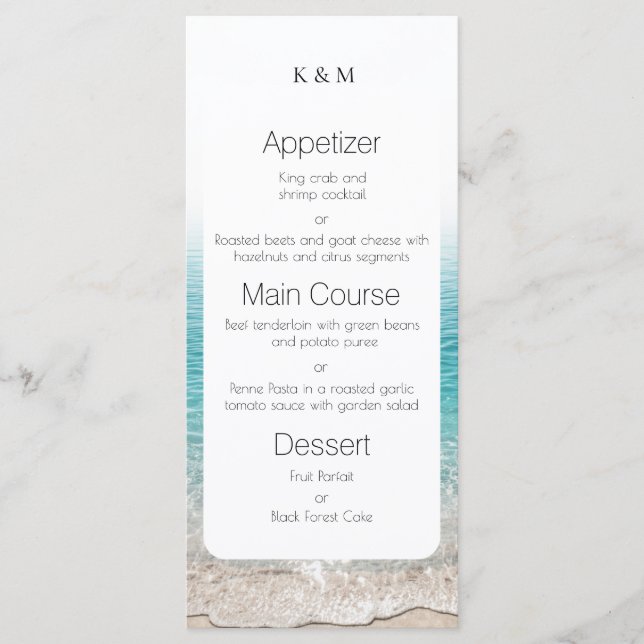 Menu Vagues de plage et eau claire - Élégante salle à m (Devant)