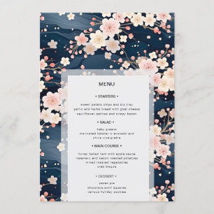 Menu Vagues de rose saumon Fleur de cerisier Mariage mo