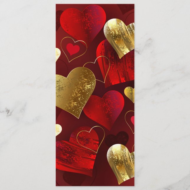 Menu Valentines dorées et rouges (Devant)