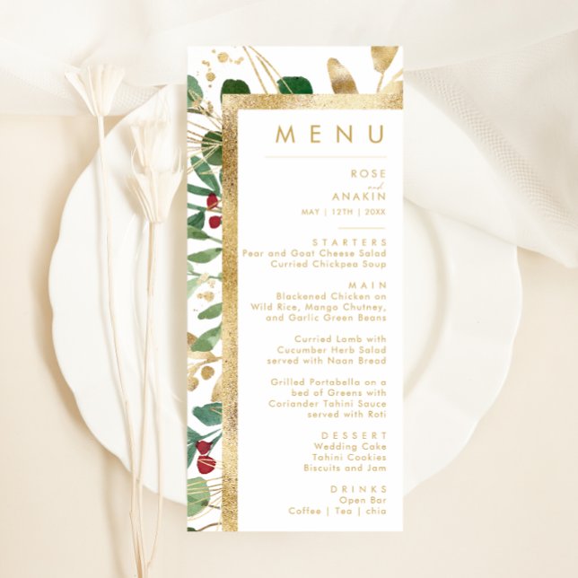 Menu Végétation de Noël moderne | Dîner Mariage blanc (Créateur téléchargé)