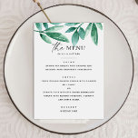 Menu Végétation d'été boisée. Mariage botanique floral<br><div class="desc">Aquarelle fleurie menu pour mariage de verdure d'été de bois. Convient pour Anniversaire / Anniversaire / Dîner de répétition / Fête des mariées / Bachelorette party.</div>