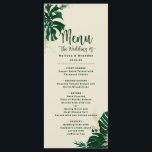 Menu Végétation tropicale & Foliage Dîner Mariage moder<br><div class="desc">Foliage Tropical Vert tendance et Feuille Moderne Personnalisé Mariage Réception Dîner ou soirée 3 Cours Menus repas - avec les noms de mariée et de la salle, et Date. Parfait pour le décor de table ! Dans une palette de couleurs audacieuses de vert, d'émeraude et de feuille d'or. Ce design...</div>