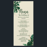Menu Végétation tropicale & Foliage Dîner Mariage moder<br><div class="desc">Foliage Tropical Vert tendance et Feuille Moderne Personnalisé Mariage Réception Dîner ou soirée 3 Cours Menus repas - avec les noms de mariée et de la salle, et Date. Parfait pour le décor de table ! Dans une palette de couleurs audacieuses de vert, d'émeraude et de feuille d'or. Ce design...</div>
