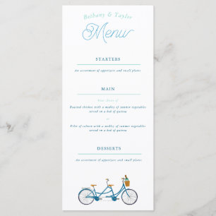 Menu vélo tandem aquarelle pour deux