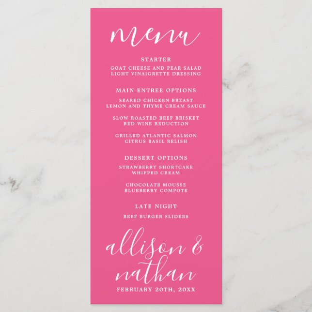 Menu Véritable Simplicité 1 Rose Carnation Minimal Mari (Devant)