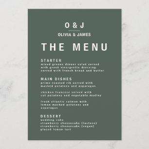 Menu Vert Foncé Moss Minimaliste Scandi Moderne Maria