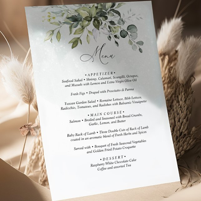 Menu Vert minimaliste Mariage de script (Créateur téléchargé)