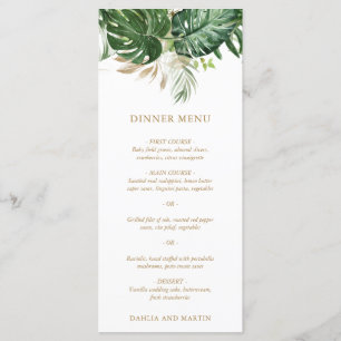 Menu Vert or moderne Mariage tropical