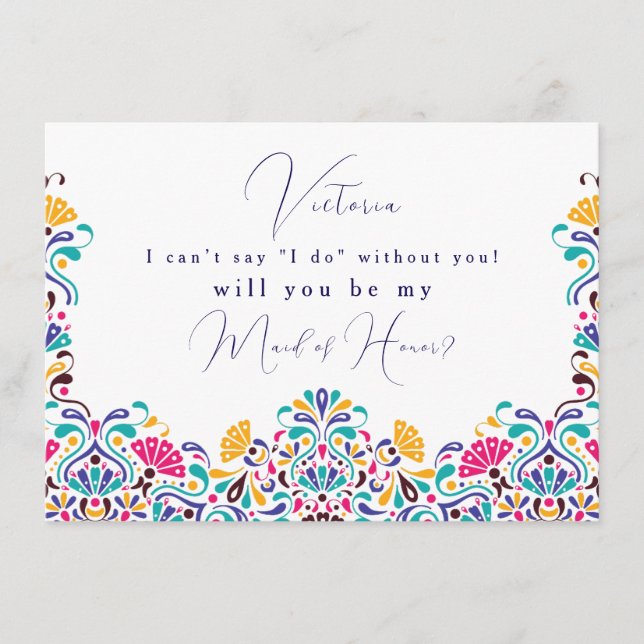 Menu Vibrant mexicaine Fiesta Style Mariage arc-en-ciel (Devant)