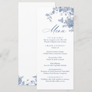 Menu Victorian Dusty Blue French Garden Floral Mariage