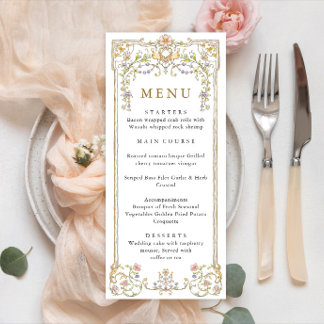 Menu Victorian Ornate Grace Bohemian Dîner Mariage