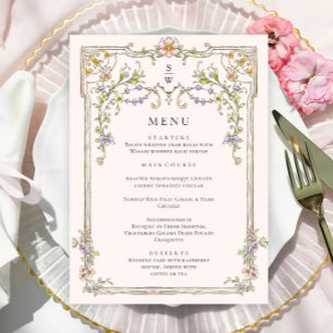 Menu Victorian Ornate Grace Bohemian Dîner Mariage