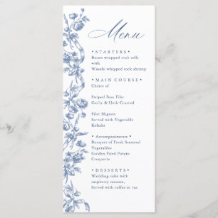 Menu Victorien Ornate Grace Floral Dusty Mariage bleu