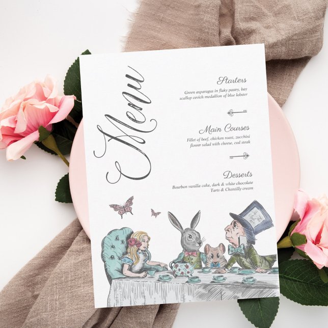 Menu vintage Alice in Wonderland Tea Party (Créateur téléchargé)
