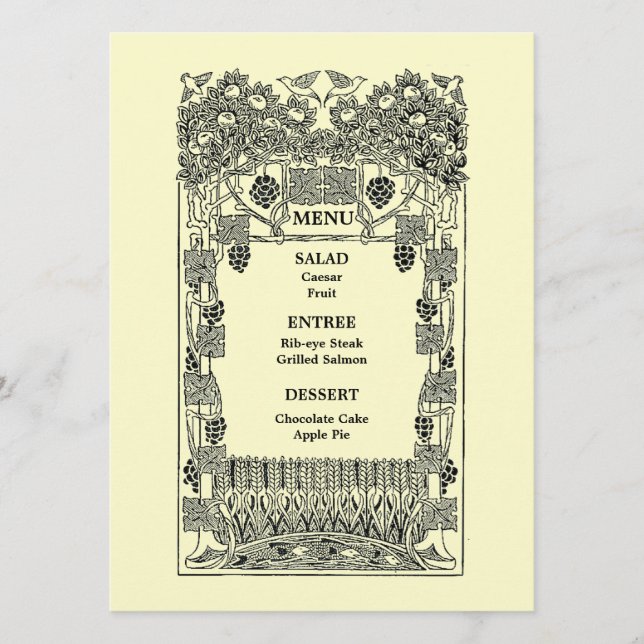 Menu vintage Art Nouveau Mariage (Devant)