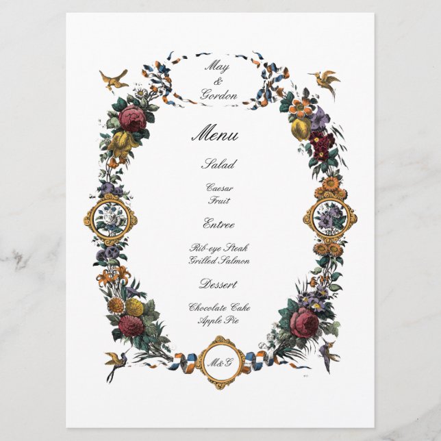 Menu Vintage Baroque Rococo Floral Cartouche (Devant)