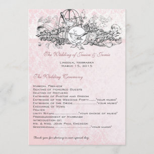 Menu vintage Birdcage Musical Scroll Mariage