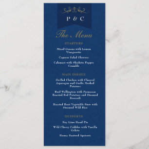 Menu Vintage Blue Floral Library Mariage de couverture