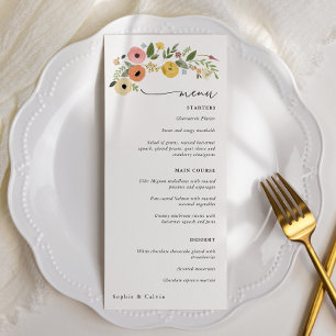 Menu vintage Boho Floral Mariage
