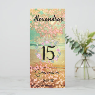 Menu Vintage Boho Rose or Rustique Quinceañera espagnol