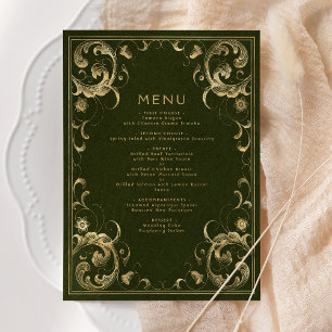Menu Vintage cadre Olive Green Gold Mariage