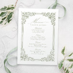 Menu Vintage de script élégant du cadre Mariage vert Sa<br><div class="desc">Elégant design vintage de cadre décoratif bordé avec script élégant dans la couleur vert sauge,  simple et classique,  grands menus mariages pour mariage classique moderne,  mariage vintage romantique,  et mariage traditionnel formel. Voir toutes les pièces correspondantes dans la collection.</div>