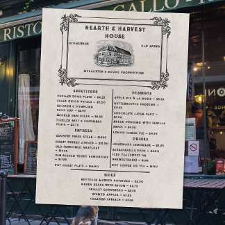 Menu Vintage Dining Old‑Time Restaurant 