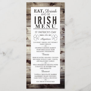Menu vintage du jour de St Patrick en bois