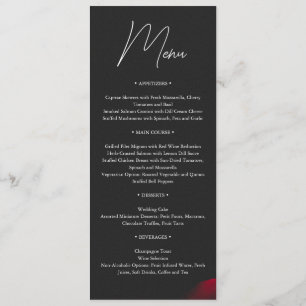 Menu Vintage écarlate rouge rose pétale mariage