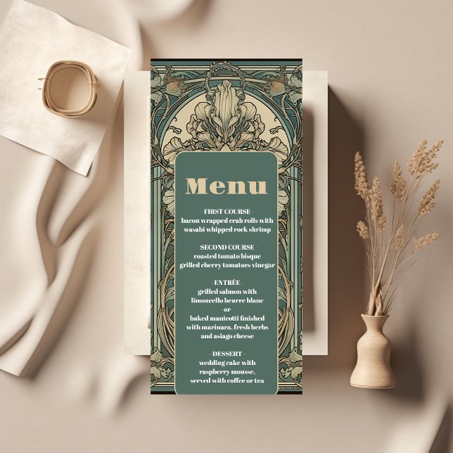 Menu Vintage Floral Art Nouveau Mariage (Créateur téléchargé)