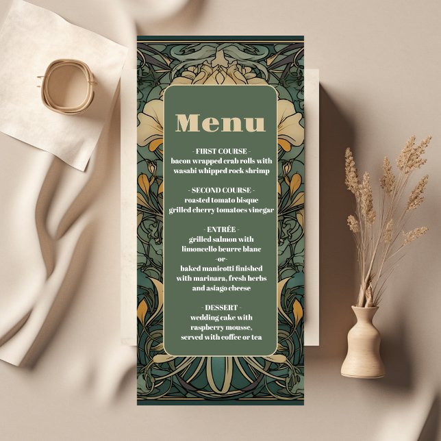 Menu Vintage Floral Art Nouveau Mariage (Créateur téléchargé)