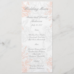 Menu vintage floral gris orange de mariage