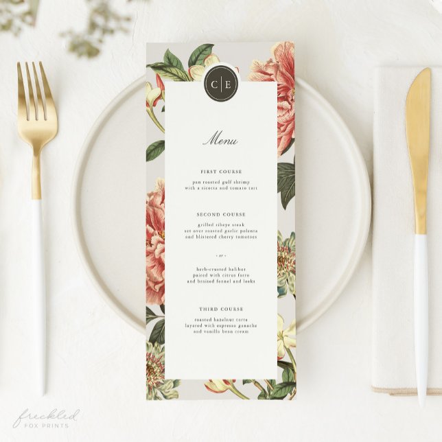 Menu vintage Floral Mariage (Cora Menu)