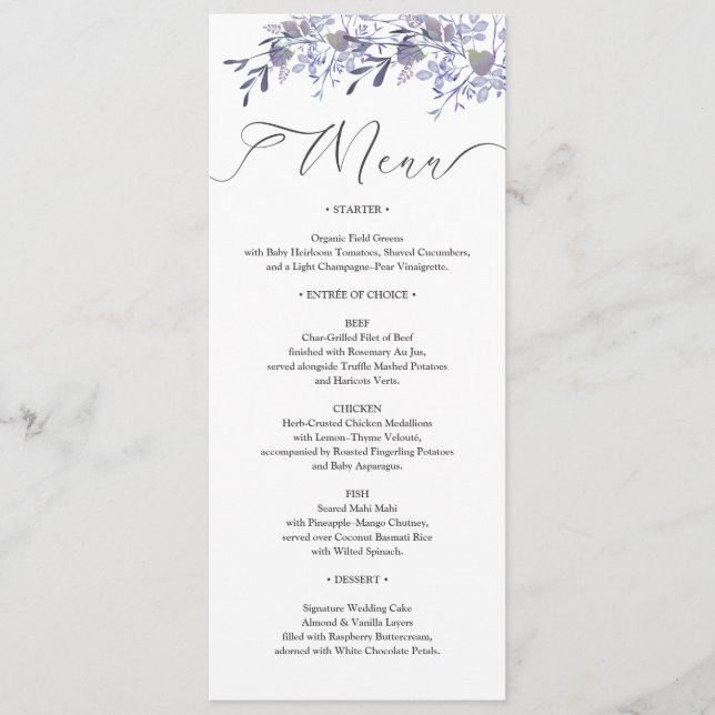 Menu vintage Floral Mariage Diner Menu (Devant)