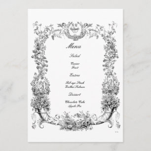 Menu Vintage frontière baroque Rococo avec les coeurs