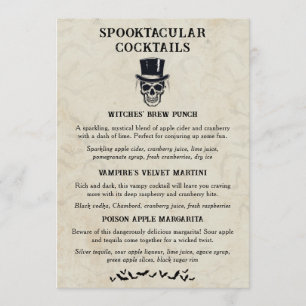 Menu Vintage Halloween Spooktacular Signature Cocktail