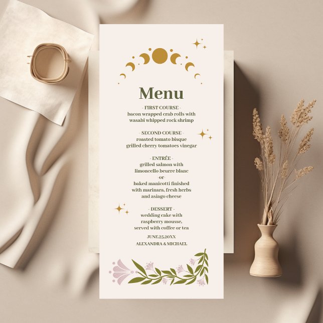 Menu Vintage Mariage botanique mystique (Créateur téléchargé)