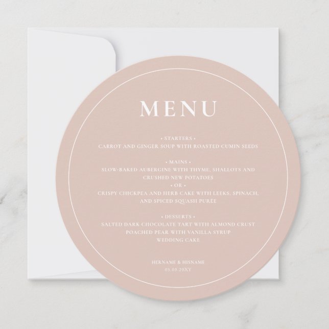 Menu Vintage Mariage rose  (Devant)