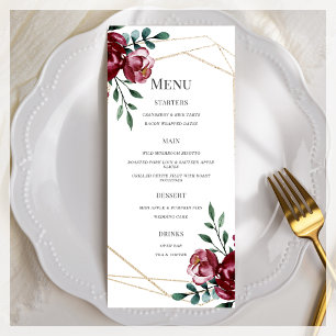 Menu Violet   Mariage Floral Rouge Marsala