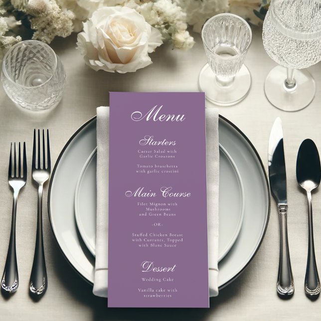 Menu Violet Poussiéreux Blanc Écriture Calligraphique S (Créateur téléchargé)