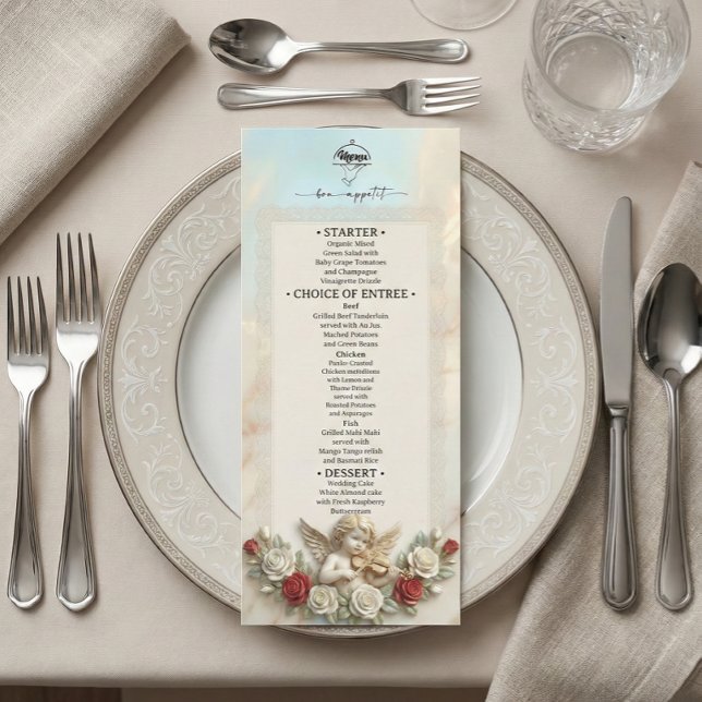 Menu Violon de Chérubin Rococo Romantique Vintage (Créateur téléchargé)