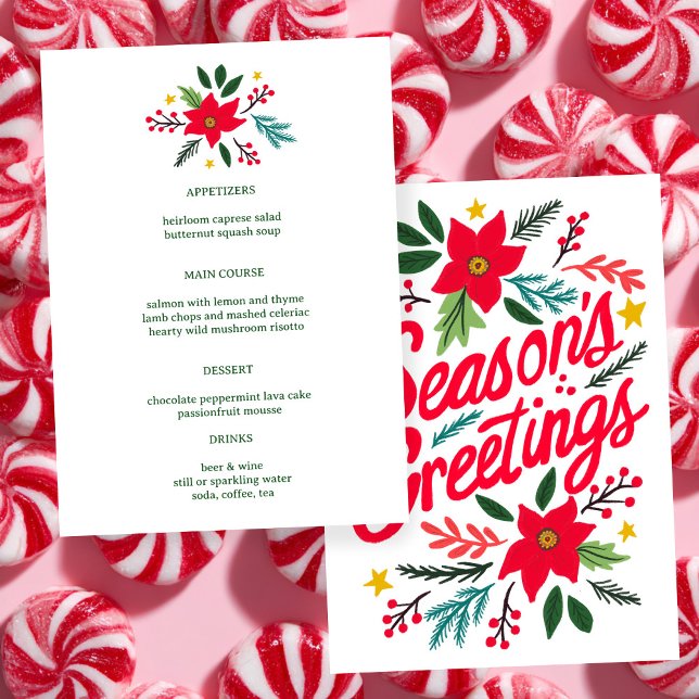 Menu VOEUX DE FÊTES Noël PERSONNALISÉS Fêtes (SEASONS GREETINGS Christmas CUSTOM Holiday Menu
)
