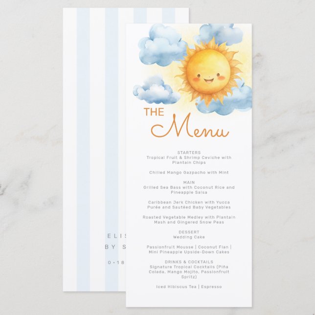 Menu Voici les Rayures du Fils Baby Shower (Devant / Derrière)