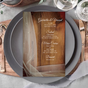 Menu Voile nuptiale et Mariage campagnard en bois 
